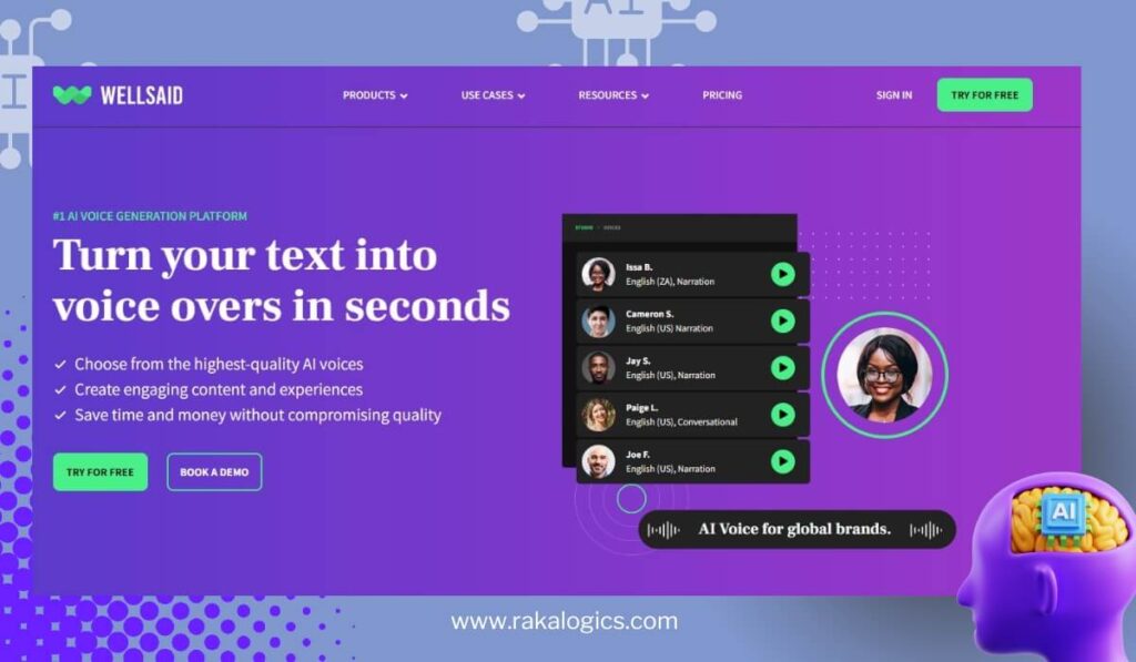 WellSaid Labs #1  AI VOICE GENERATION PLATFORM